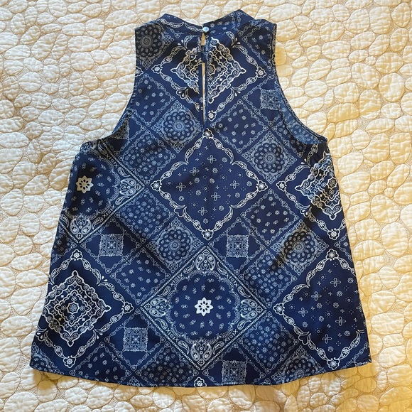 Paisley keyhole sleeveless top - Blue - M - Picture 3 of 4